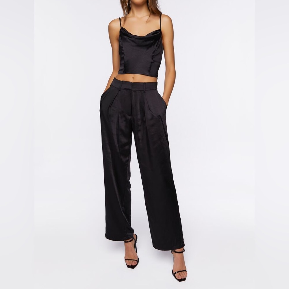 Forever 21 Satin Straight-Leg Trousers